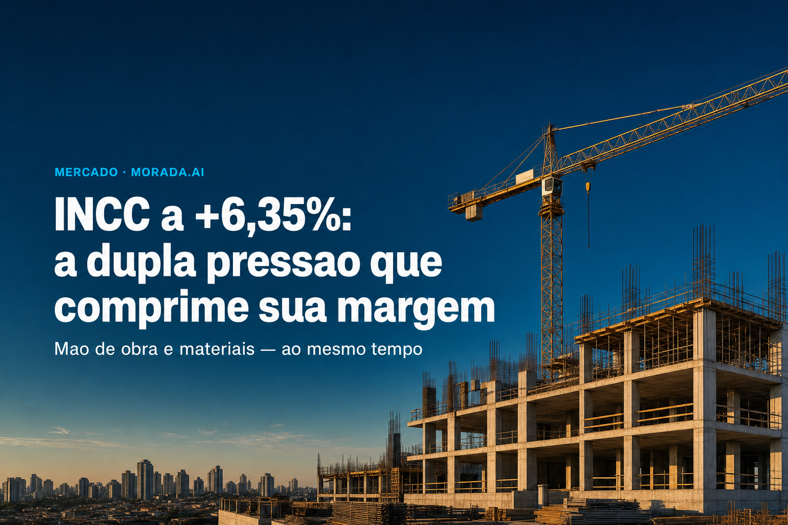 INCC a +6,35% em 12 meses: a dupla pressão que está comprimindo a margem das incorporadoras em 2026