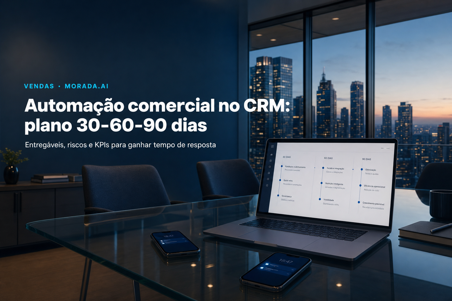 Automação comercial no CRM: plano 30-60-90 dias